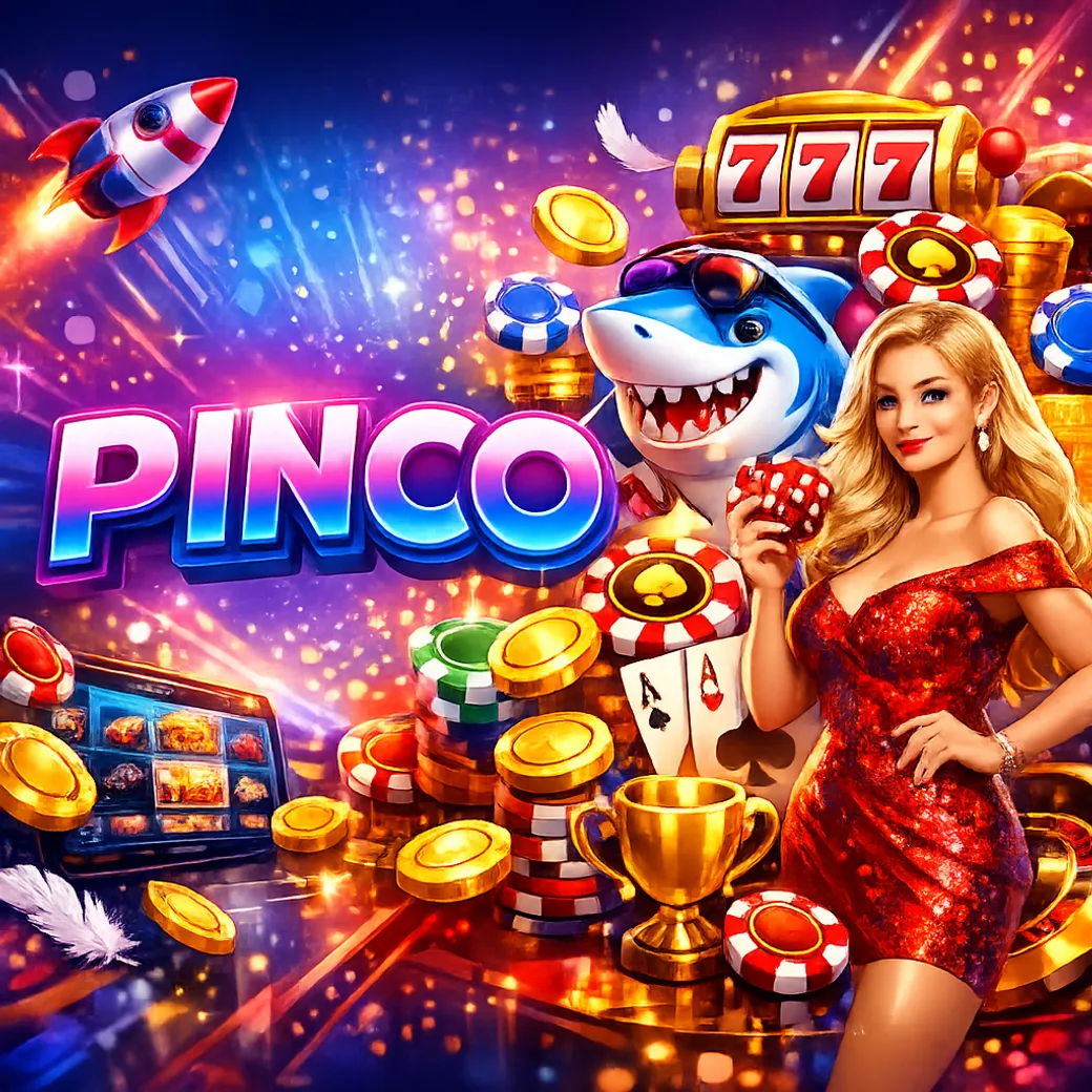 Bright dynamic promotional banner for Pinco casino brand with modern colors and gaming style
